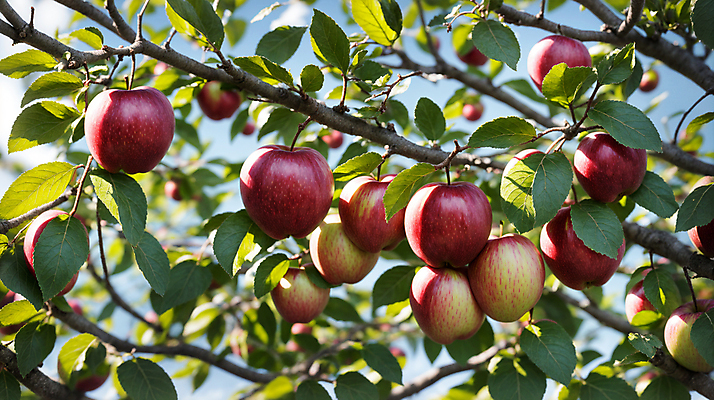 JPG 주간 편집이미지 자연 나뭇잎 사람없음 야외 나뭇가지 사과 과수원 디지털합성 사과농장 편집소스 편집실사 AI포토 AI콘텐츠 자연요소 나무 잎 농업 과일 농장 CG 생태계 파일형식
