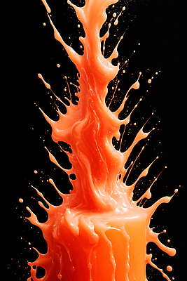 JPG 편집이미지 사람없음 주황색 액체 디지털합성 액체표현 튀는물 스플래쉬 편집실사 AI컴퓨터그래픽 AI콘텐츠 컬러 순간포착 CG 파일형식