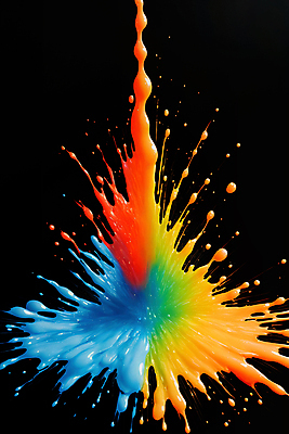 JPG 편집이미지 사람없음 컬러풀 액체 혼합 디지털합성 액체표현 튀는물 스플래쉬 편집실사 AI컴퓨터그래픽 AI콘텐츠 컬러 순간포착 CG 파일형식