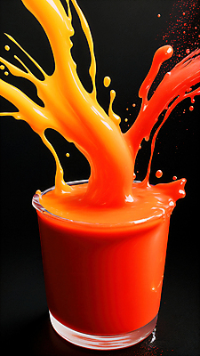 JPG 편집이미지 잔 사람없음 주황색 액체 디지털합성 액체표현 튀는물 스플래쉬 편집실사 AI컴퓨터그래픽 AI콘텐츠 식기 컬러 순간포착 CG 파일형식