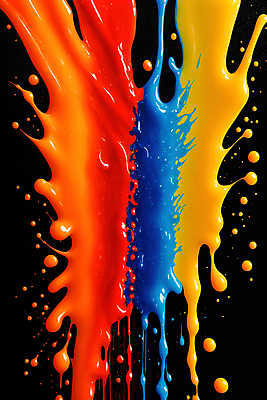 JPG 편집이미지 사람없음 컬러풀 액체 혼합 디지털합성 액체표현 튀는물 스플래쉬 편집실사 AI컴퓨터그래픽 AI콘텐츠 컬러 순간포착 CG 파일형식