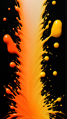 JPG 편집이미지 사람없음 주황색 액체 디지털합성 액체표현 튀는물 스플래쉬 편집실사 AI컴퓨터그래픽 AI콘텐츠 컬러 순간포착 CG 파일형식