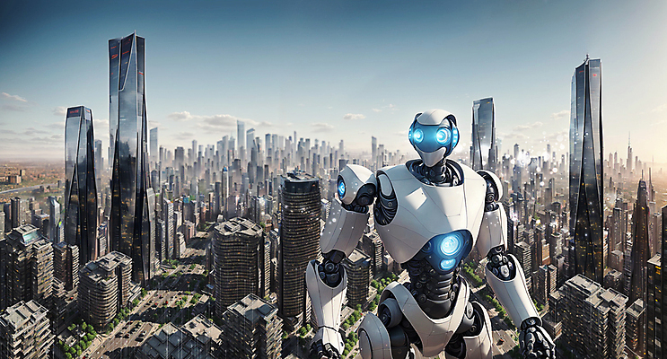 JPG 구름 편집이미지 하늘 미래 빌딩 사람없음 로봇 디지털합성 미래도시 휴머노이드 전경 SF AI_인공지능 편집실사 AI컴퓨터그래픽 AI콘텐츠 자연요소 컨셉 풍경 건물 도시 CG 파일형식 탑뷰