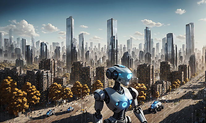 JPG 나무 구름 편집이미지 자동차 하늘 미래 빌딩 사람없음 로봇 디지털합성 미래도시 휴머노이드 SF AI_인공지능 편집실사 AI컴퓨터그래픽 AI콘텐츠 자연요소 식물 육상교통 컨셉 건물 도시 CG 파일형식