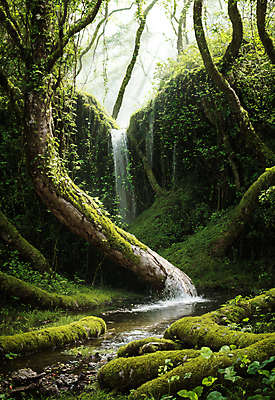 JPG 주간 나무 편집이미지 자연 이끼 풍경 사람없음 야외 초록색 물 계곡 숲 숲길 편집실사 AI포토 AI콘텐츠 자연요소 식물 길 컬러 CG 생태계 파일형식