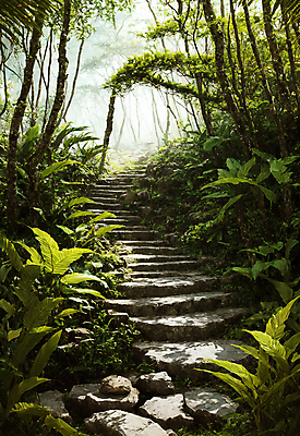 JPG 주간 나무 편집이미지 길 자연 이끼 풍경 사람없음 야외 초록색 계단 숲 숲길 편집실사 AI포토 AI콘텐츠 자연요소 식물 컬러 CG 생태계 파일형식