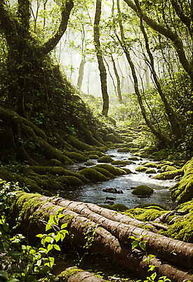 JPG 주간 나무 편집이미지 길 자연 이끼 풍경 사람없음 야외 초록색 물 계곡 숲 숲길 편집실사 AI포토 AI콘텐츠 자연요소 식물 컬러 CG 생태계 파일형식
