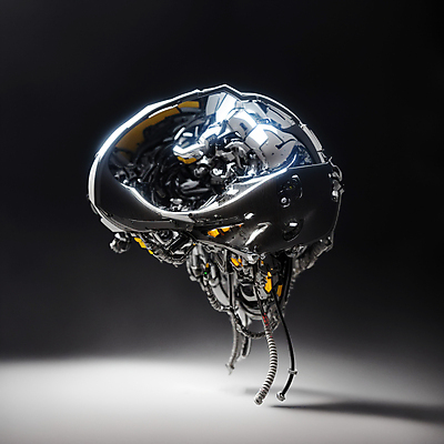 JPG 편집이미지 사람없음 기계 부속품 은색 철 두뇌 SF AI_인공지능 편집실사 AI컴퓨터그래픽 AI콘텐츠 컬러 CG 오브젝트 뇌 파일형식