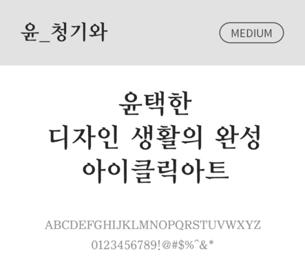 폰트 한글 사람없음 OTF 국문폰트 낱개폰트 설치폰트 디자인서체 미디움체 윤폰트 청기와체 문자 파일형식