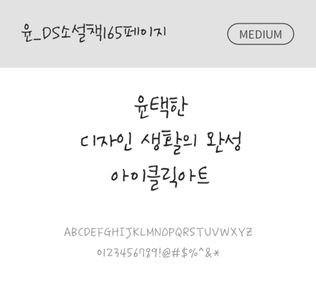 폰트 한글 사람없음 OTF 국문폰트 낱개폰트 설치폰트 디자인서체 미디움체 윤폰트 소설책165페이지체 문자 파일형식