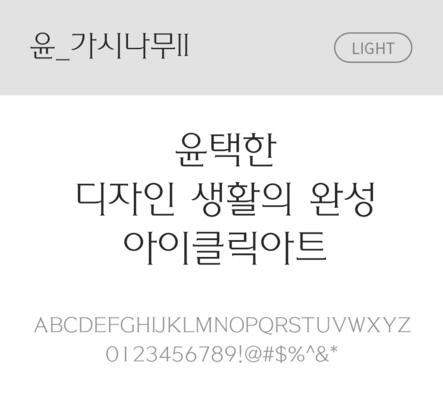 폰트 한글 사람없음 OTF 라이트체 국문폰트 낱개폰트 설치폰트 디자인서체 윤폰트 가시나무체 문자 파일형식
