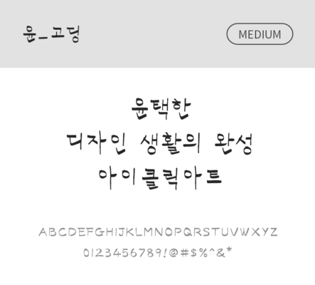 폰트 한글 사람없음 OTF 국문폰트 낱개폰트 설치폰트 디자인서체 미디움체 윤폰트 고딩_서체 문자 파일형식