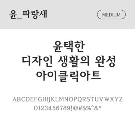 폰트 한글 사람없음 OTF 국문폰트 낱개폰트 설치폰트 디자인서체 미디움체 윤폰트 파랑새체 문자 파일형식