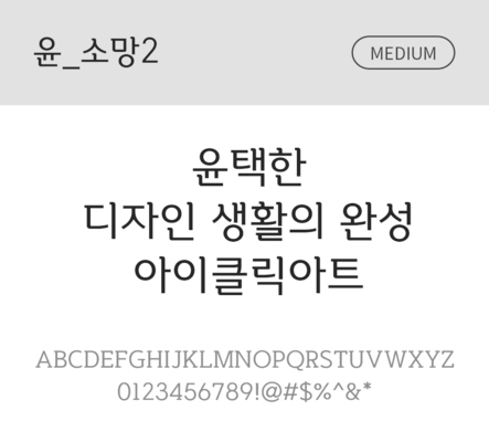 폰트 한글 사람없음 OTF 국문폰트 낱개폰트 설치폰트 디자인서체 미디움체 윤폰트 소망2체 문자 파일형식