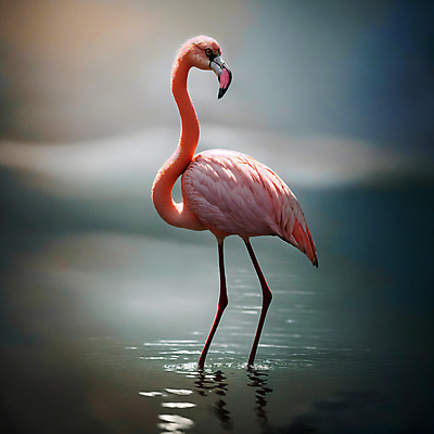 JPG 동물 편집이미지 한마리 조류 사람없음 물 플라밍고 디지털합성 편집소스 편집실사 AI컴퓨터그래픽 AI콘텐츠 자연요소 1 CG 파일형식