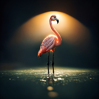 JPG 동물 편집이미지 한마리 조류 사람없음 물 빛 플라밍고 디지털합성 편집소스 편집실사 AI컴퓨터그래픽 AI콘텐츠 자연요소 1 CG 파일형식