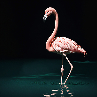 JPG 동물 편집이미지 한마리 조류 사람없음 물 플라밍고 디지털합성 편집소스 편집실사 AI컴퓨터그래픽 AI콘텐츠 자연요소 1 CG 파일형식