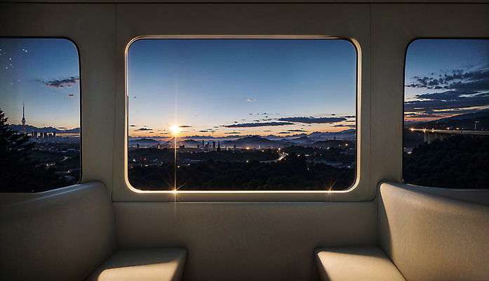 JPG 구름 편집이미지 야경 창문 프레임 실내 사람없음 빛 일몰 기차 도시 디지털합성 기차여행 편집소스 편집실사 AI포토 AI콘텐츠 자연요소 육상교통 여행 대중교통 내부 노을 야간 CG 파일형식 풍경_경치