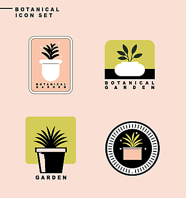 식물 아이콘 화분 분홍색 잎 자연 사람없음 연두색 반짝임 세트 라벨 보테니컬아트 2D아이콘 AI파일 컬러 모션 프레임 초록색 생태계 파일형식 벡터