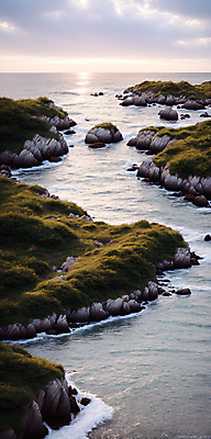 JPG 주간 구름 편집이미지 바다 자연 풍경 사람없음 야외 돌_바위 디지털합성 편집소스 편집실사 AI포토 AI콘텐츠 자연요소 CG 생태계 파일형식