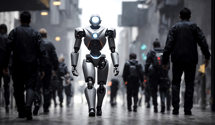 JPG 전신 편집이미지 미래 거리 여러명 성인 야외 걷기 골목길 군중 로봇 성인만 휴머노이드 SF AI_인공지능 편집실사 AI컴퓨터그래픽 AI콘텐츠 길 다수 컨셉 모션 사람 CG 파일형식