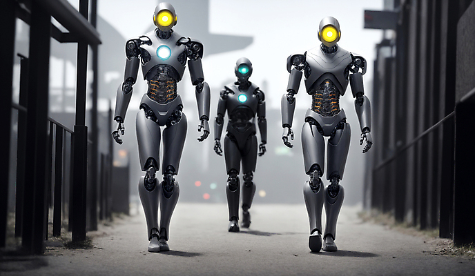 JPG 편집이미지 미래 거리 사람없음 야외 걷기 로봇 휴머노이드 SF AI_인공지능 편집실사 AI컴퓨터그래픽 AI콘텐츠 컨셉 모션 CG 파일형식