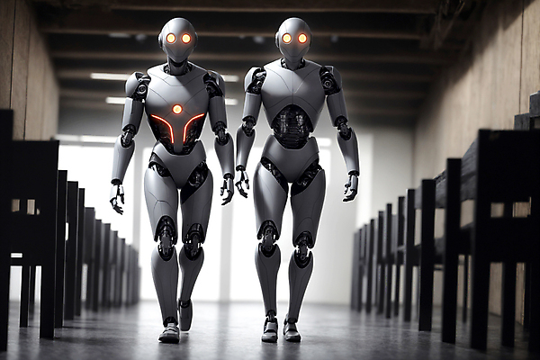 JPG 편집이미지 미래 실내 사람없음 걷기 복도 로봇 휴머노이드 SF AI_인공지능 편집실사 AI컴퓨터그래픽 AI콘텐츠 컨셉 모션 내부 CG 파일형식