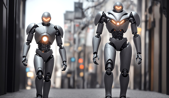 JPG 편집이미지 미래 거리 사람없음 야외 걷기 골목길 로봇 휴머노이드 SF AI_인공지능 편집실사 AI컴퓨터그래픽 AI콘텐츠 길 컨셉 모션 CG 파일형식