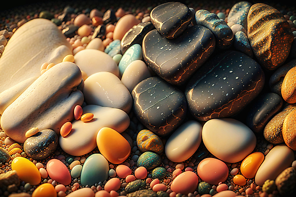 JPG 편집이미지 사람없음 다양 돌_바위 조약돌 매끈함 가득함 디지털합성 광택 편집실사 AI포토 AI콘텐츠 다수 감각 CG 파일형식