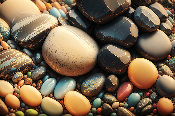 JPG 편집이미지 사람없음 다양 돌_바위 조약돌 매끈함 가득함 디지털합성 광택 편집실사 AI포토 AI콘텐츠 다수 감각 CG 파일형식