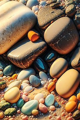 JPG 편집이미지 사람없음 다양 돌_바위 조약돌 매끈함 가득함 디지털합성 광택 편집실사 AI포토 AI콘텐츠 다수 감각 CG 파일형식