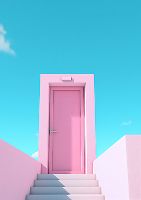 JPG 구름 편집이미지 분홍색 하늘색 하늘 사람없음 그래픽 3D 문 계단 디지털합성 편집3D AI컴퓨터그래픽 AI콘텐츠 자연요소 컬러 파란색 파일형식