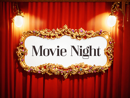 PSD 편집이미지 영어 조명 간판 프레임 타이포그라피 사람없음 빨간색 반짝임 금색 커튼 고급 극장 스포트라이트 고딕양식 이미지편집 문자 컬러 컨셉 모션 파일형식