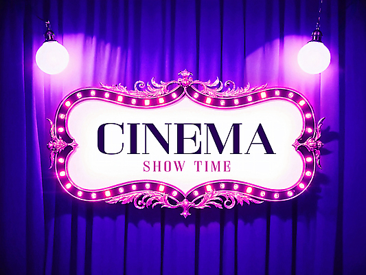 PSD 편집이미지 영어 조명 간판 프레임 타이포그라피 사람없음 반짝임 보라색 커튼 극장 스포트라이트 이미지편집 문자 컬러 모션 파일형식