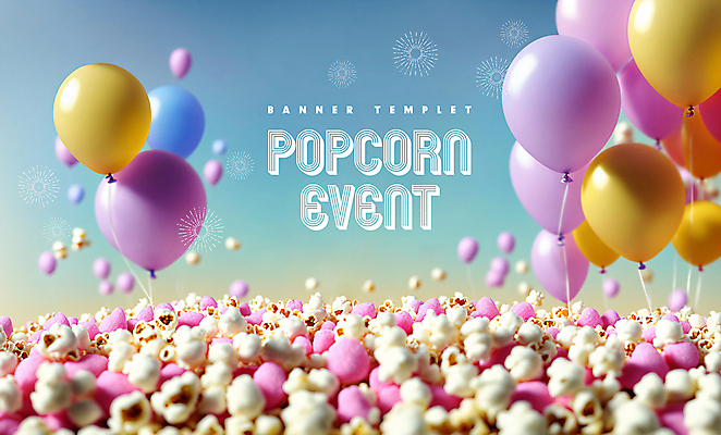 PSD 편집이미지 배너 디저트 사람없음 컬러풀 과자 낟알 디지털합성 팝콘 풍선 이미지편집 음식 컬러 파일형식