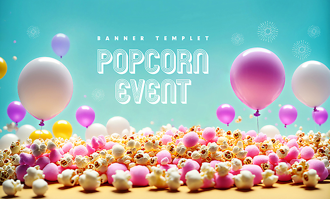 PSD 편집이미지 배너 디저트 사람없음 컬러풀 과자 낟알 디지털합성 팝콘 풍선 이미지편집 음식 컬러 파일형식