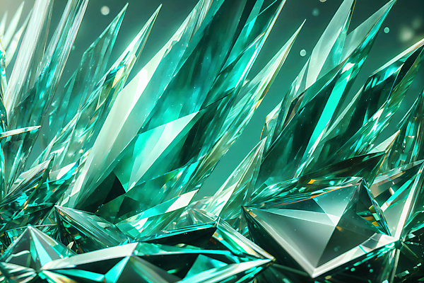 JPG 편집이미지 사람없음 초록색 빛 반짝임 크리스탈 보석 디지털합성 편집실사 AI포토 AI콘텐츠 컬러 모션 광석 CG 파일형식