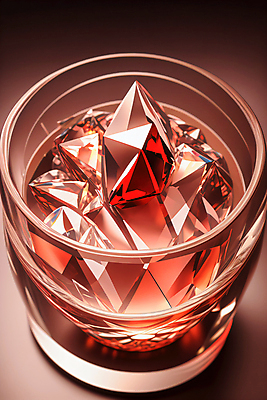 JPG 편집이미지 잔 사람없음 빨간색 빛 반짝임 크리스탈 보석 디지털합성 편집실사 AI포토 AI콘텐츠 식기 컬러 모션 광석 CG 파일형식