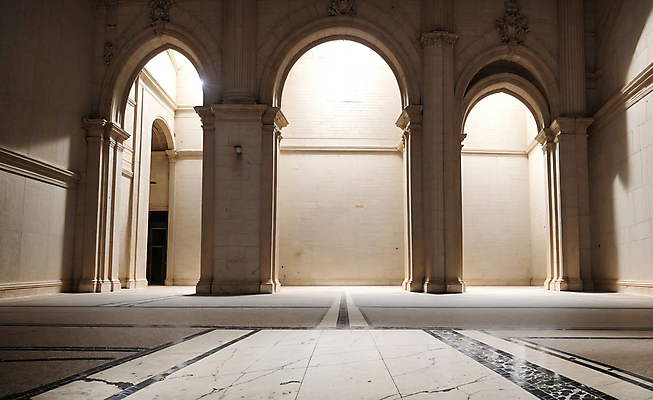 JPG 편집이미지 건축양식 실내 사람없음 건물 인테리어 공간 디지털합성 아치 로마네스크 로마네스크양식 편집소스 편집실사 AI포토 AI콘텐츠 건축물 디자인 건축 내부 CG 파일형식