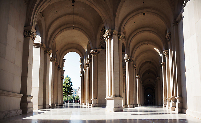 JPG 편집이미지 건축양식 실내 사람없음 건물 인테리어 공간 복도 디지털합성 아치 로마네스크 로마네스크양식 편집소스 2025년 트렌드컬러 편집실사 모카무스 AI포토 AI콘텐츠 건축물 디자인 건축 컬러 내부 연도 CG 파일형식