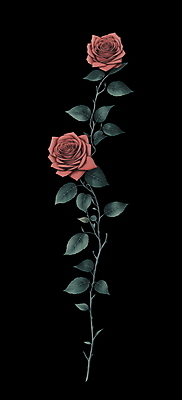 PSD 식물 꽃 잎 일러스트 사람없음 빨간색 초록색 장미 빈티지 복고 오브제 국내일러스트 컬러 컨셉 파일형식