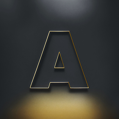 JPG 편집이미지 문자 알파벳 대문자 타이포그라피 사람없음 검은색 금색 디지털합성 A 편집소스 이미지편집 편집실사 AI컴퓨터그래픽 AI콘텐츠 영어 컬러 CG 파일형식