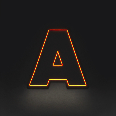 JPG 편집이미지 문자 알파벳 대문자 타이포그라피 사람없음 검은색 주황색 디지털합성 네온 A 편집소스 이미지편집 편집실사 AI컴퓨터그래픽 AI콘텐츠 영어 컬러 CG 파일형식