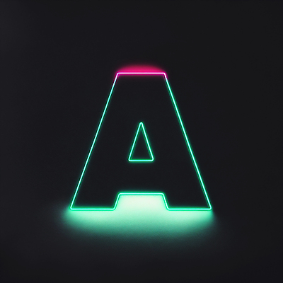 JPG 편집이미지 문자 알파벳 대문자 타이포그라피 사람없음 초록색 검은색 디지털합성 네온 A 편집소스 이미지편집 편집실사 AI컴퓨터그래픽 AI콘텐츠 영어 컬러 CG 파일형식