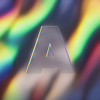 JPG 편집이미지 문자 알파벳 유리 대문자 타이포그라피 사람없음 디지털합성 A 무지개색 스펙트럼 편집소스 이미지편집 편집실사 AI컴퓨터그래픽 AI콘텐츠 영어 재질 컬러풀 CG 파일형식