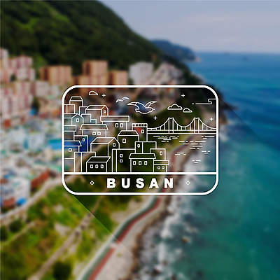 구름 라인일러스트 일러스트 갈매기 주택 사람없음 건물 라벨 라인아트 부산 광안대교 랜드마크 감천문화마을 국내일러스트 AI파일 자연요소 건축물 선 조류 프레임 한국 마을 다리_건축물 파일형식 벡터