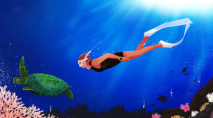 전신 PSD 여자 수영복 바다 일러스트 한명 성인 파란색 바닷속 수영 수상스포츠 스노클링 산호초 거북이 오리발 잠수 여름스포츠 잠수경 바다거북 성인여자한명만 프리다이빙 국내일러스트 1 옷 스포츠 컬러 파충류 사람 수중 수중식물 물안경 여자한명만 성인여자만 파일형식 여름_계절