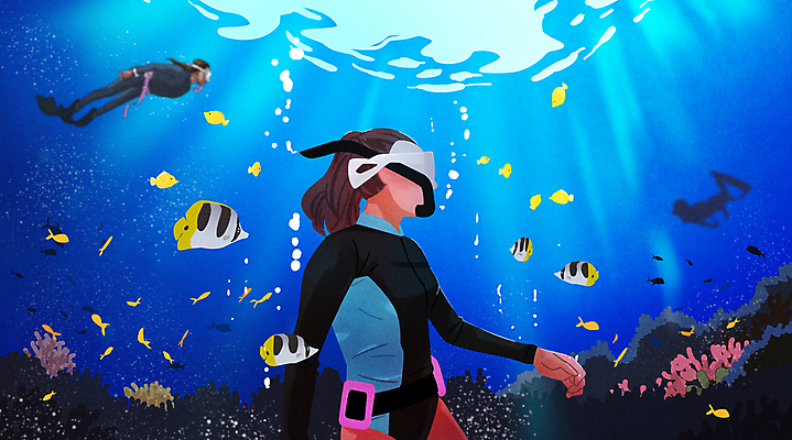 전신 PSD 여자 수영복 실루엣 바다 일러스트 상반신 성인 두명 파란색 바닷속 수영 수상스포츠 스노클링 산호초 오리발 열대어 잠수 여름스포츠 잠수복 나비고기 성인여자만 프리다이빙 국내일러스트 옷 스포츠 컬러 촬영기법 어류 사람 수중 수중식물 여자만 성인만 파일형식 여름_계절