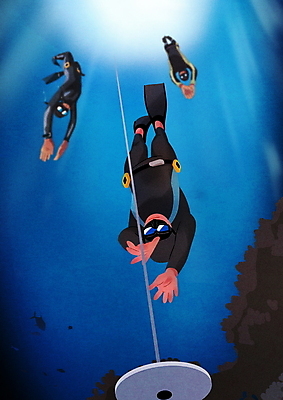 전신 PSD 여자 남자 줄 바다 일러스트 성인 세명 파란색 바닷속 수영 수상스포츠 잡기 스노클링 잠수부 오리발 잠수 여름스포츠 잠수복 성인만 프리다이빙 내려오기 국내일러스트 옷 스포츠 컬러 모션 사람 수중 전문직 파일형식 여름_계절