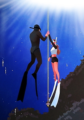 전신 PSD 여자 남자 수영복 바다 일러스트 성인 두명 파란색 바닷속 수영 수상스포츠 잡기 스노클링 오리발 잠수 오르기 여름스포츠 잠수복 성인만 프리다이빙 국내일러스트 옷 스포츠 컬러 모션 사람 수중 파일형식 여름_계절